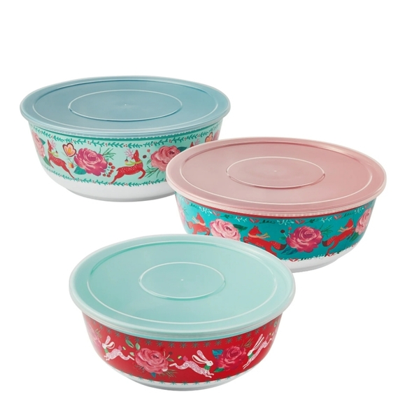 ❤️ New Pioneer Woman Festive Forest 6-Piece Melamine Bowl Set - Picture 7 of 11